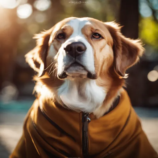 a dog wearing a jacket